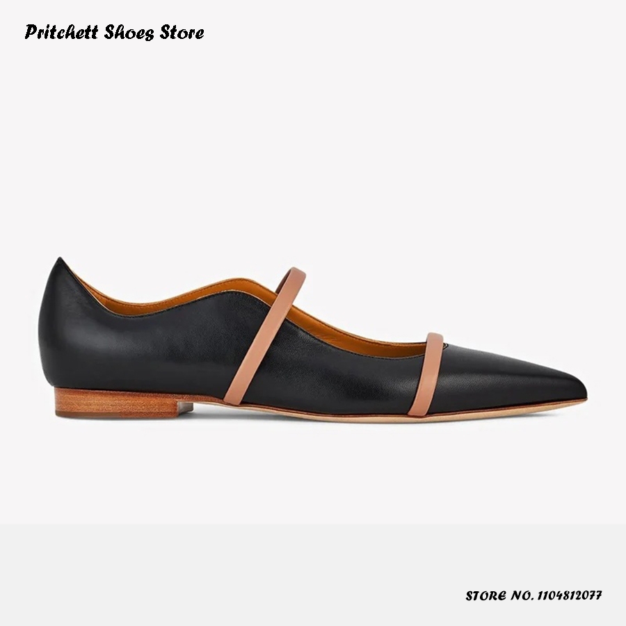 Men'S Shoes With Toes - Bailarinas de cuero con doble correa